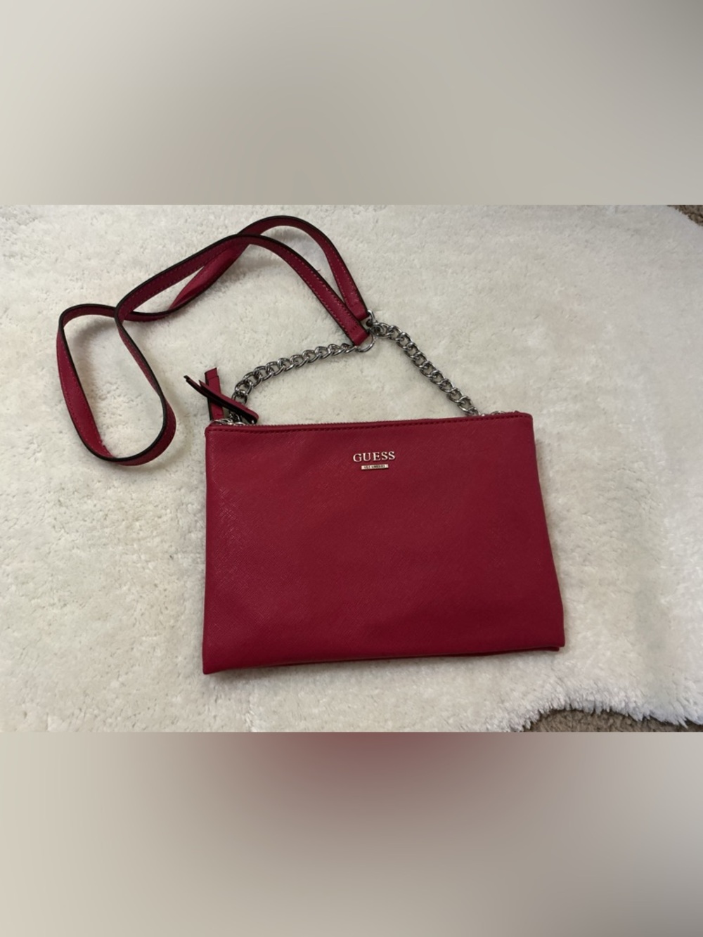 GUESS Pink Chain-Accent Crossbody Bag - Picture 2 of 3